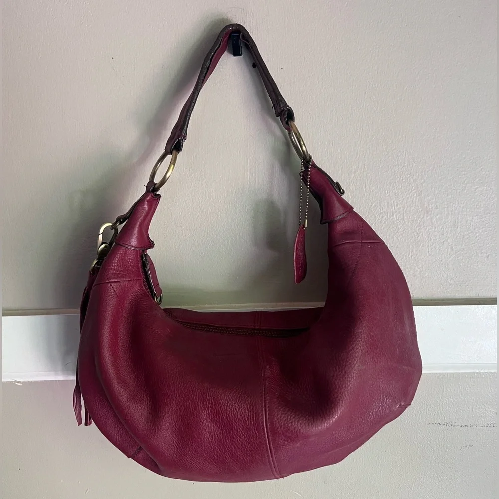 Relativity Burgundy Leather Hobo Bag